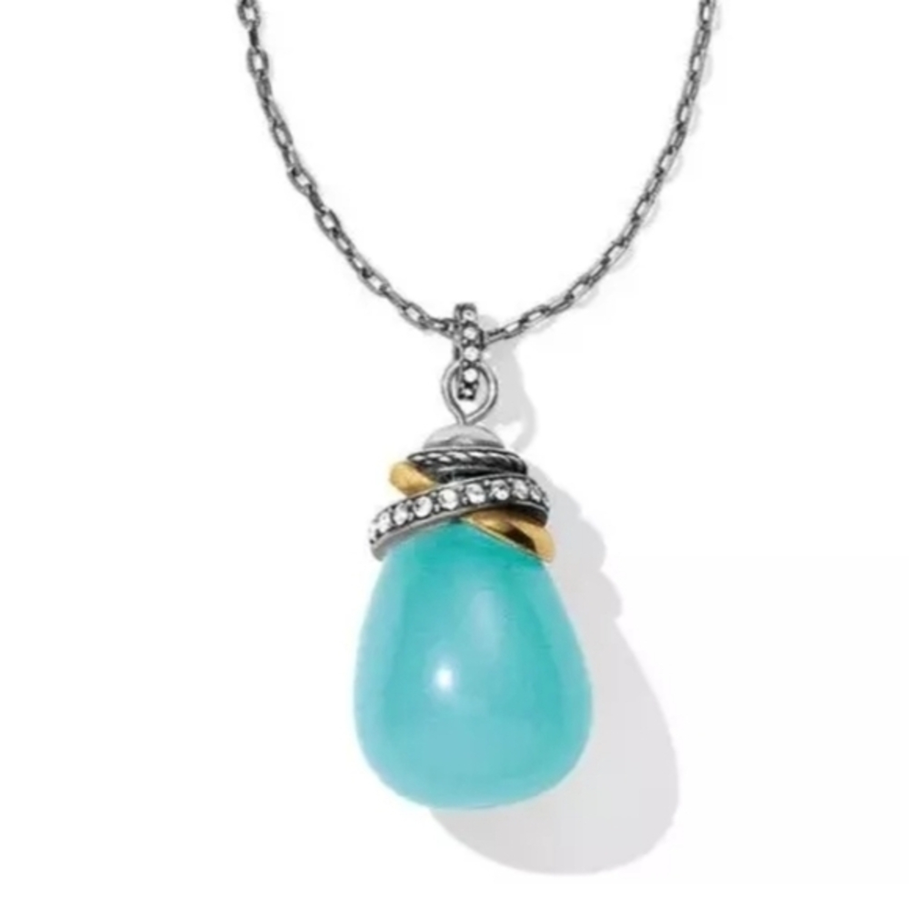 Brighton NEPTUNE'S RINGS AQUA QUARTZ STONE‎ Silver Gold Long Necklace New!